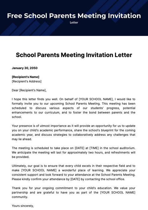 Letter for Parents Meeting 的图像结果