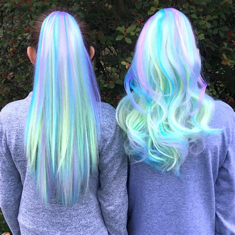 Kids Rainbow Blue, Purple, Yellow & Pink Hair Extension Ponytail ...