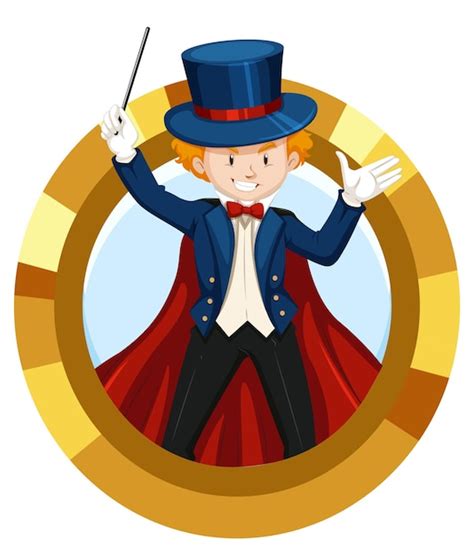 A Clipart Image Of A Magician Wearing A Blue Hat And Holding A Wand ...