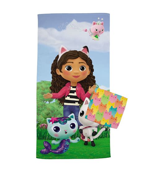 Buy Gabbys Dollhouse Kids Bath Towel and Wash Cloth, 2-Piece Set ...