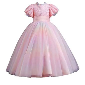 Hopscotch Girls Viscose and Polyester Sequin Embellished Gown in Peach ...