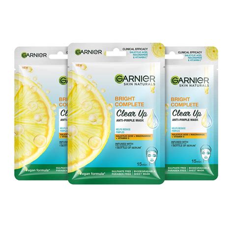 Garnier Bright Complete Clear Up Anti Pimple Face Sheet Mask Combo