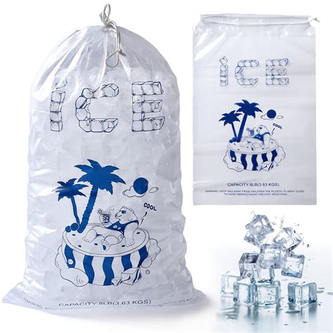 Amazon.com: Ice Bags 8 lb with Drawstring, 50 Pack Reusable Ice Cube ...