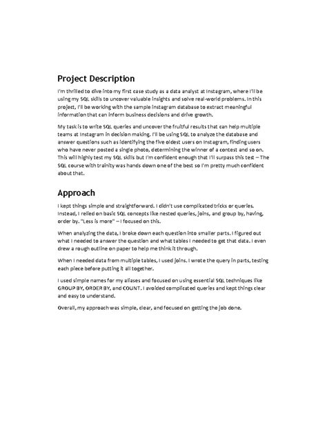 Task 2 - task 2 - Project Description I'm thrilled to dive into my ...