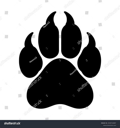One Black Panther Paw Print Silhouette Stock Vector (Royalty Free ...
