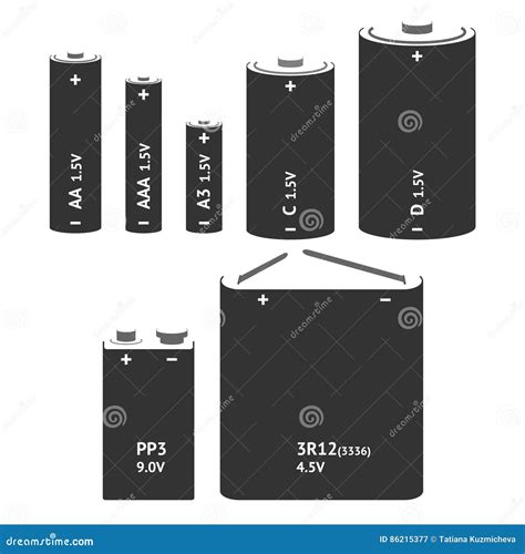 Set with Different Types of Batteries. Vector Stock Vector ...