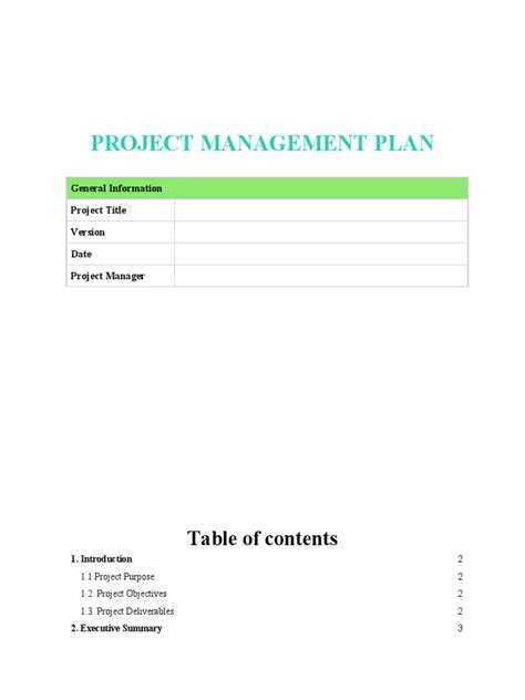 Project Management Plan Template | PDF | Project Management | Business