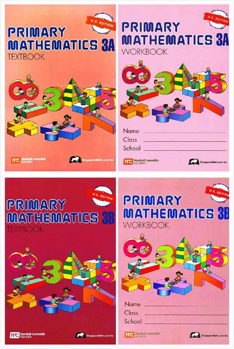 Singapore Math: Primary Mathematics Grade 3 Set (4 Books) - Textbooks 3A and 3B, Workbooks 3A ...