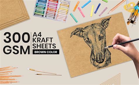 Lakeer A4 Kraft/Craft Paper Craft Liner Sheet - 300 GSM, Brown Color ...