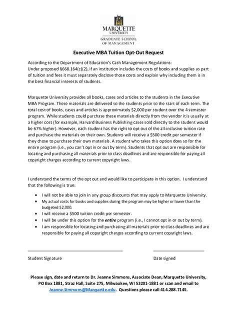 Fillable Online Executive MBA Tuition Opt form Fax Email Print - pdfFiller