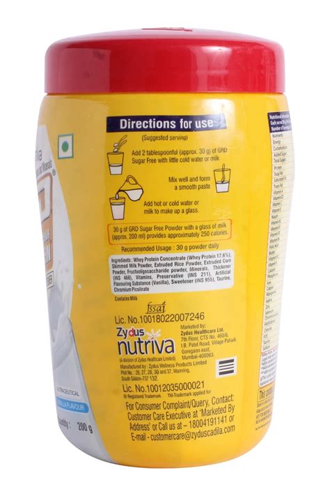 Grd Sugar Free Vanilla Flavoured Powder, 200 gm Jar Price, Uses, Side ...