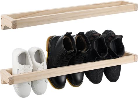 Amazon.com: Wenqik 2 Pcs Wall Mounted Shoe Rack 30 Inch Rustic Wood ...