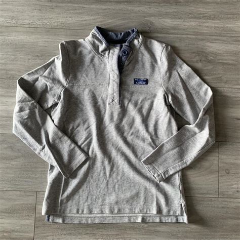 Womens LL Bean Quarter Zip/Button. Grey, size... - Depop