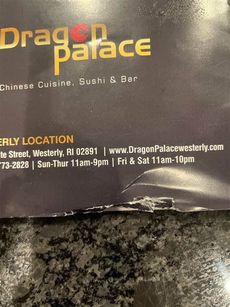 Menu at Dragon Palace Westerly restaurant, Westerly