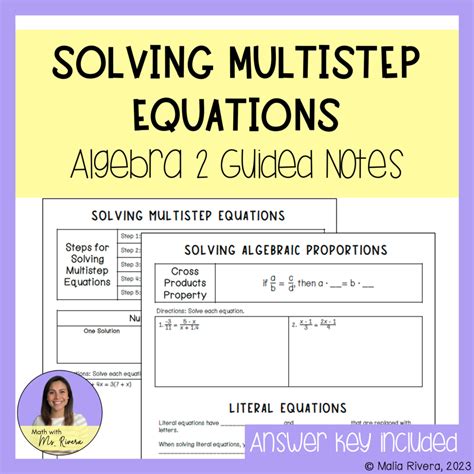 Solving Multistep Equations Guided Notes for Algebra 2 | Made By Teachers