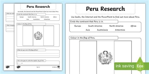 KS1 Peru Research Activity Pack (teacher made) - Twinkl