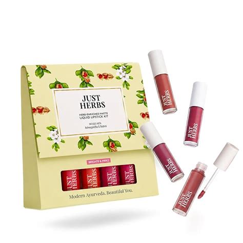 Just Herbs Herb Enriched Matte Liquid Lipstick | Set of 4 | Ayurvedic ...