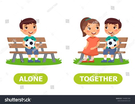 Antonyms Concept Alone Together Educational Word Stock Vector (Royalty ...