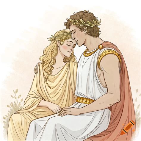 Sketch of Aphrodite and Ares with Eros on Craiyon