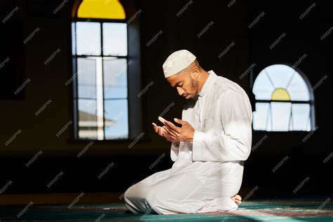 Premium Photo | Muslim man praying and mosque with religion faith and spiritual practice for ...
