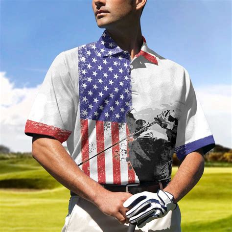 American Flag Golfer Short Sleeve Golf 3D AOP Polo Shirt - GodoPrint.Com