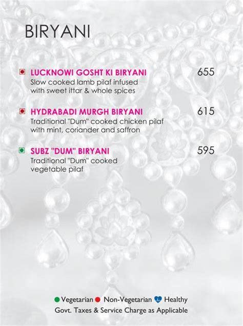 Menu at Indiya Oye - Radisson Blu hotel, Indore