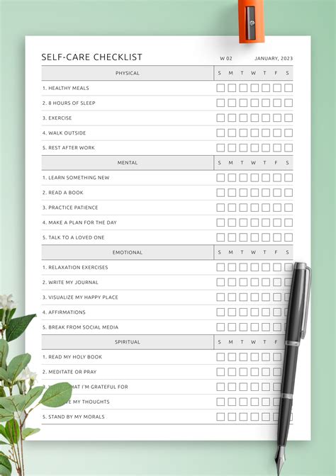 Self-Care Checklist PDF – Prioritize Your Well-Being Daily