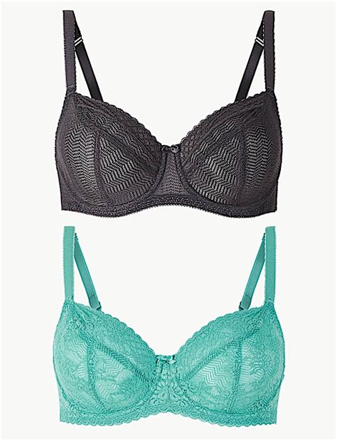 Buy 2 Pack Lace Non-Padded Balcony Bras A-E at Marks & Spencer