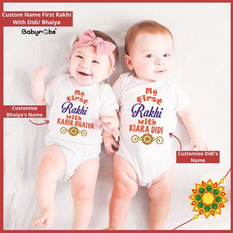 Custom Name First Rakhi With Bhaiya/ Didi (2 Piece Set) – Baby robe by ...