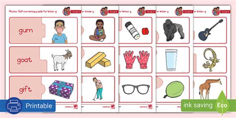 Grade R Phonics: Self-correcting Puzzles Letter g