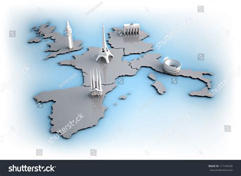 Europe World Map with Landmarks 的图像结果