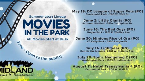 City of Midland Parks and Recreation announces 2023 'Movies in the Park ...