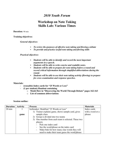 Image result for Note Taking Lesson Plan