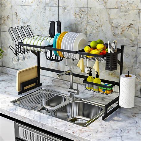 Buy Over The Sink Dish Drying Rack Adjustable (33.5"-41.3") + Roll Up ...