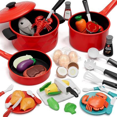 Amazon.com: Lehoo Castle Play Kitchen Accessories, Play Pots and Pans ...