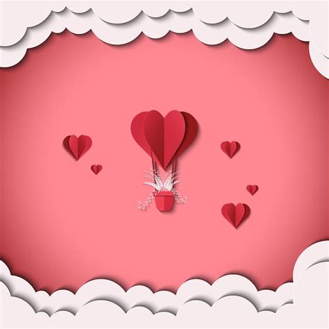 Balão de amor com efeito de recorte de papel | Vetor Premium