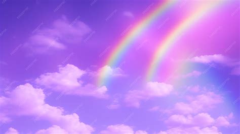 Premium Photo | Rainbow in the cloud on blue background
