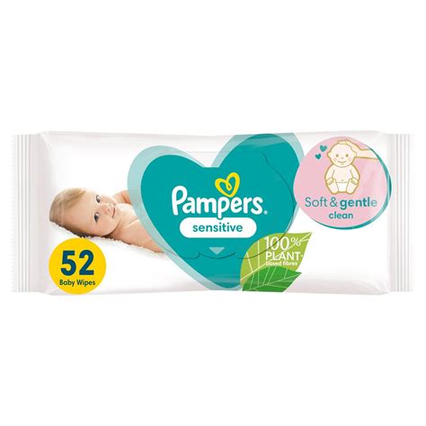 Pampers Sensitive Baby Wipes 52 per pack | British Chemist