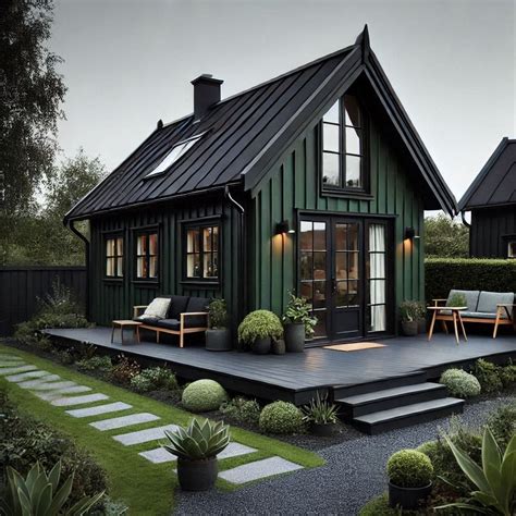 Dark Green House with Black Trim in 2025 | Green house exterior, Green ...