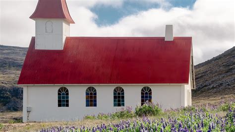 Download wallpaper 1920x1080 building, church, roof, lavender, flowers ...