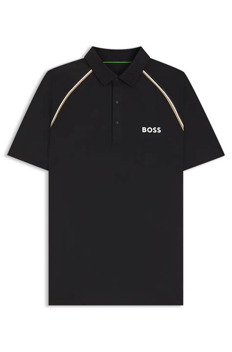 BOSS - Active slim-fit polo shirt with odour control - Black