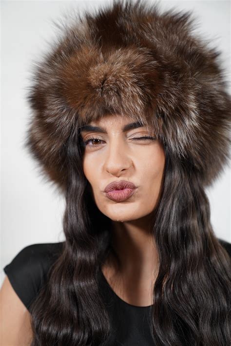Natural Crystal Fox Fur Hat Handmade Real Fur Women Winter Accessory Luxury Warm Soft Statement ...
