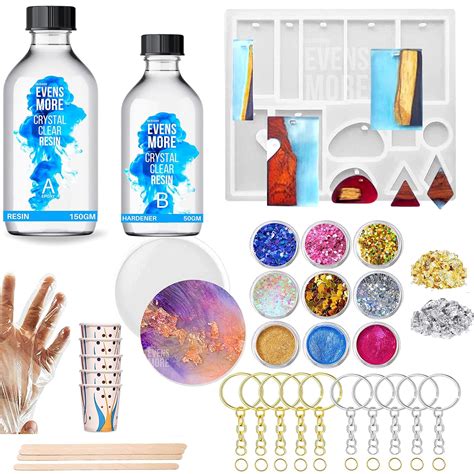 EVENS MORE Diy Resin Keychain Pendent Making Kit With 200Gm Resin Mica ...