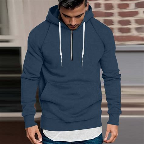 BSDJILFG Big and Tall Mens Hoodies Half Zip Up Sweatshirt Stretch Fit ...