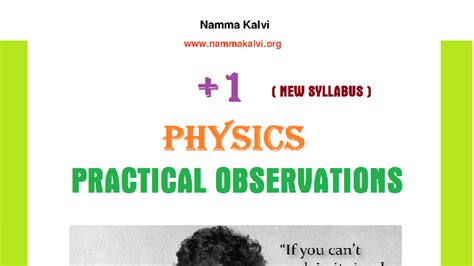Namma Kalvi 11th Physics Practical Observations - Study Material - Studocu