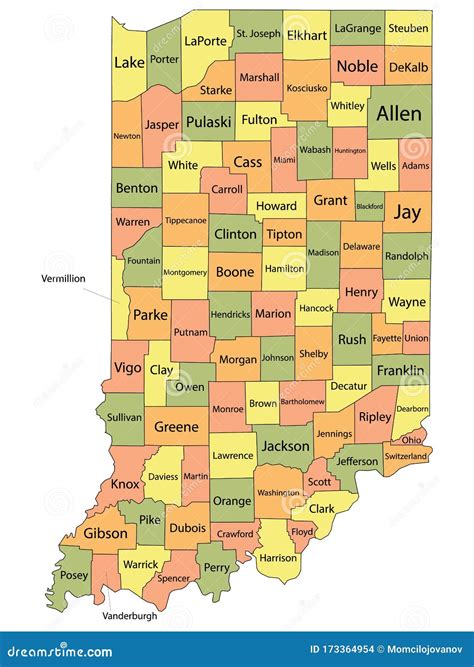 Indiana County Map stock vector. Illustration of kentucky - 173364954
