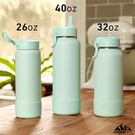Hydrapeak 32oz Sport Insulated Water Bottle with Straw or Chug Lid, Leak & Spill Proof, Keeps ...