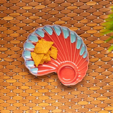 Buy ExclusiveLane Ceramic Chip and Dip Platter for Snacks | 'Coral Reef ...