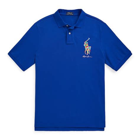 Buy Men Blue Classic Fit Big Pony Mesh Polo Shirt Online at The ...