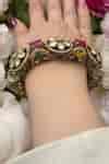Buy Gold Plated Stones Antique Navratan Polki Bangle by Amaara Jewels ...